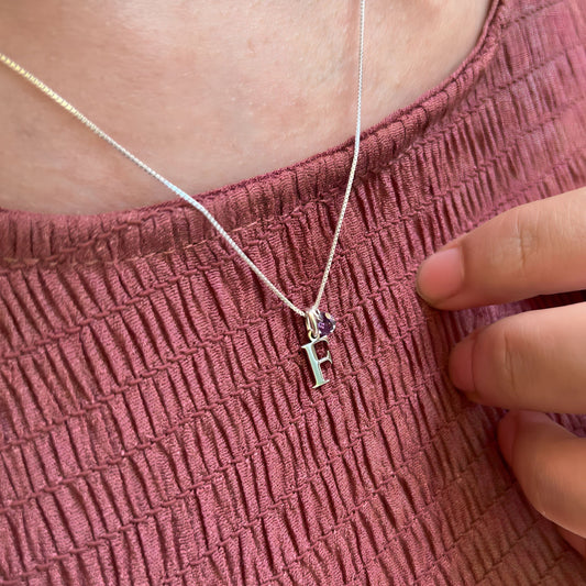 Personalized Initial Necklace - 925 Sterling Silver (January - April)